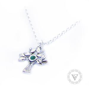 Stříbrný náhrdelník se stromem života a tyrkysem